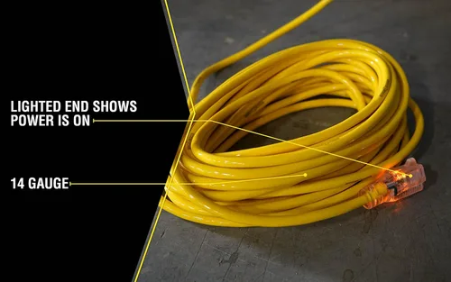 Vista 4 de Cordón de extensión con extremos iluminados, amarillo, 14/3 resistente para contratistas , 2888