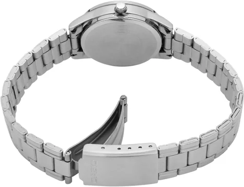 Vista 3 de Casio #LTP-V005D-2B Reloj analógico de 3 manecillas de acero inoxidable estándar con esfera azul para mujer, Azul, Reloj analógico, movimiento