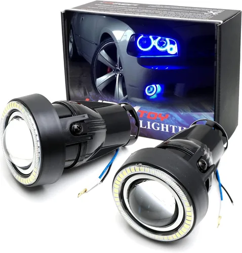 Vista 14 de iJDMTOY - Ajuste universal, 3 pulgadas, lámparas de luz antiniebla con ledes 40-SMD, halógenas, anillos Angel Eyes, para cualquier auto., Blanco