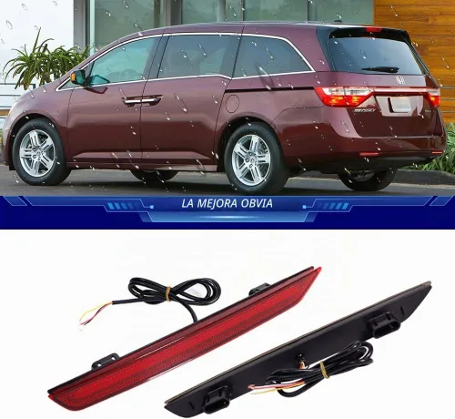 Vista 2 de 3 en 1 para 2011 2012 2013 2014 2015 2016 2017 Honda Odyssey, Reflector de parachoques trasero LED, Luces de freno, señal de giro, lente roja Luces
