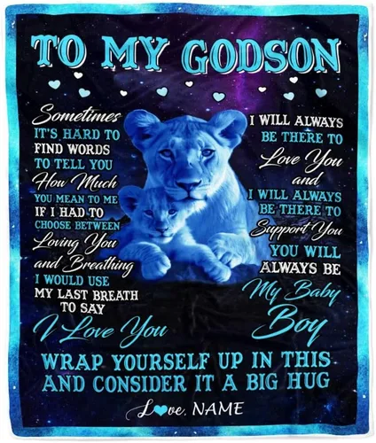 Vista 27 de Manta personalizada con texto en inglés «To My Godson», de Godmother Godmother Wolf Moon, My Love for You is Forever Godson Birthday Christmas