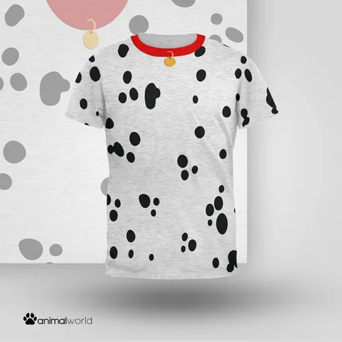 Vista 6 de Disfraz de perro dálmata cuello rojo camiseta suave para hombre