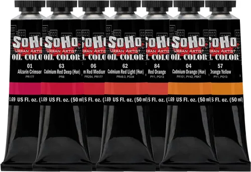 Vista 19 de Soho Urban Artist Juego de tubos de pintura al óleo de 24 a 0.4 fl oz, aceites de triple fresado con linaza refinada, aplicación suave, mezclas