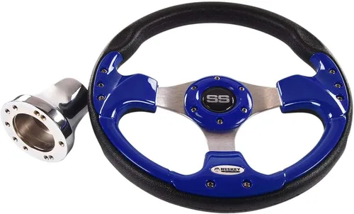 Vista 7 de Huskey - Volante de carrito de golf azul cobalto de 12.5 pulgadas para Club Car DS 1984 modelos eléctricos y de gasolina, estilo de carreras
