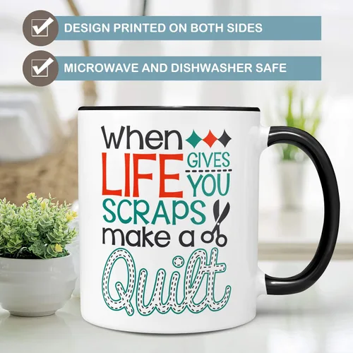 Vista 3 de When Life Gives You Scraps Make a Quilt - Taza de cerámica
