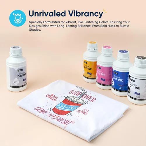 Vista 2 de Tinta DTF prémium de 16.9 fl oz x 6, kit de conversión de tinta de transferencia DTF, repuesto para impresoras DTF, impresora de sublimación