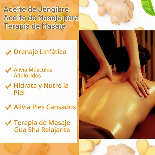 Vista 2 de Aceite de masaje de jengibre de drenaje linfático para terapia de masaje, aceite de masaje muscular dolorido, aceite corporal natural para hombres