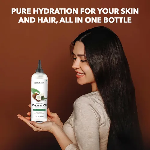 Vista 2 de Majestic Pure Aceite de coco fraccionado, aceite de masaje relajante, aceite portador líquido para diluir aceites esenciales, aceite hidratante