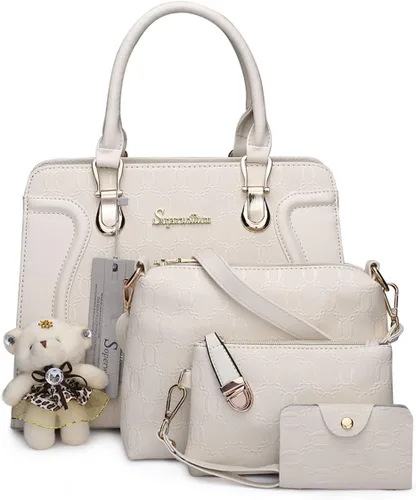 Vista 46 de Bolsos de mano de moda para mujer, bolsa de hombro, asa superior, bolsa de mano, juego de 4 piezas