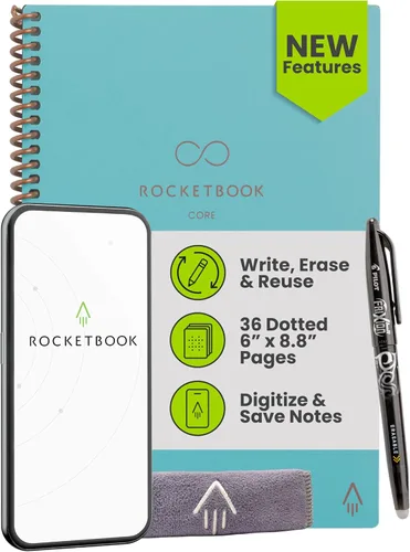 Vista 9 de Rocketbook Core - Cuaderno de espiral reutilizable, tamaño ejecutivo de 6 x 8.8 pulgadas, color negro, páginas punteadas, conectadas a