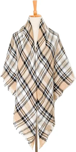 Vista 26 de Wander Agio - Bufanda envolvente con diseño a cuadros o triangular para mujer, cálida y larga, de punto, sensación de cachemira, chal