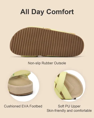 Vista 4 de Cubufly Sandalias para niños pequeños, de doble correa, planas, cómodas, para verano, correas elásticas en la parte trasera con gancho