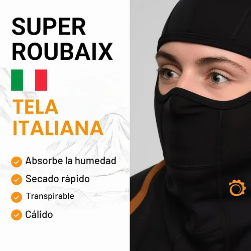 Vista 3 de GearTOP Máscara de esquí y pasamontañas para hombres y mujeres, cubierta facial cálida para esquí, snowboard, motocicleta Negro