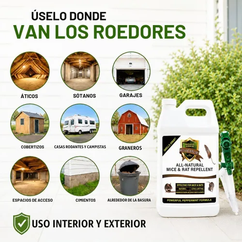 Vista 4 de Natural Armor - Repelente de ratones y ratas, repuesto de 1 galón (128 oz)