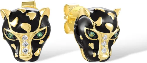 Vista 8 de Santuzza Aretes de plata de ley hipoalergénicas con diseño de pantera para mujer [A]Oro rosa