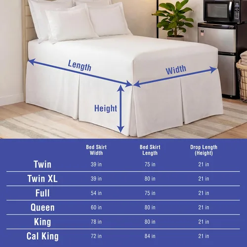 Vista 5 de Spacemaker Falda de cama extra larga con caída de 21 pulgadas, individual, blanco