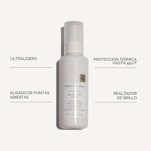 Vista 2 de Kristin Ess Spray Hidratante de Protección Térmica para el Cabello - Control del Encrespamiento al Secar + Potenciador de Brillo - Spray Protector