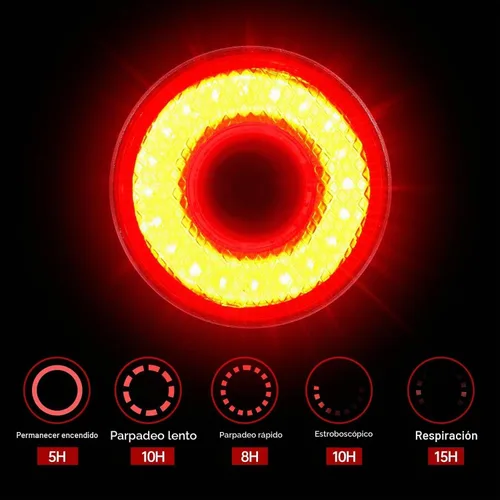 Vista 3 de Luz trasera inteligente para bicicleta, detección de frenos, encendido