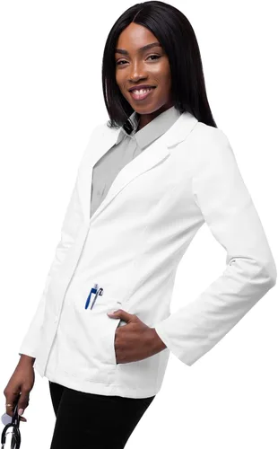 Vista 4 de Adar - Abrigos de laboratorio universales para mujer, abrigo de laboratorio de consulta a medida de 28 pulgadas