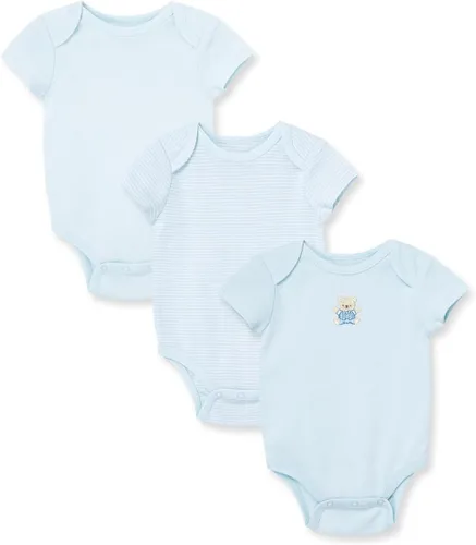 Vista 15 de Ropa de Little Me para bebé, pack de 3, 100% algodón, sin etiquetas que rasguen, mamelucos, de recién nacido a 9 meses Azul