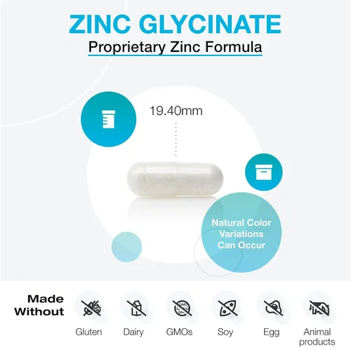 Vista 4 de XYMOGEN Glicinato de zinc - Suplemento de zinc altamente absorbente de 20 mg - Apoya el sistema inmunológico y el bienestar de todo el cuerpo