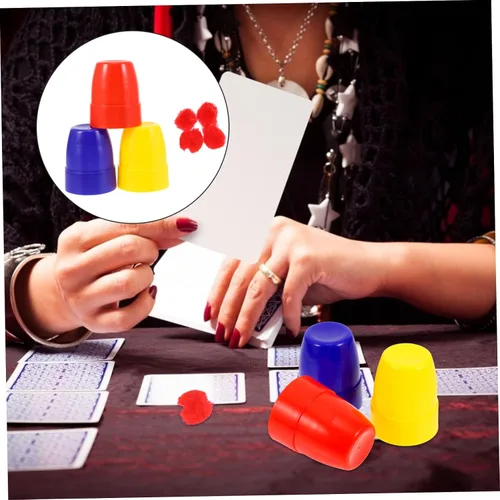 Vista 9 de TOYANDONA Trick Cups Balls 30 piezas de accesorios de fiesta herramientas para niños, juguetes para niños, tazas de magia, tazas y bolas de punto