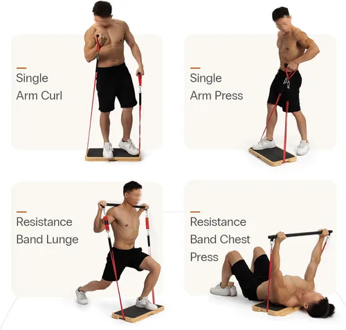 Vista 4 de StrongTek Resistance Band Training Platform, Bamboo/Wood, 1000 lb, Non-Slip