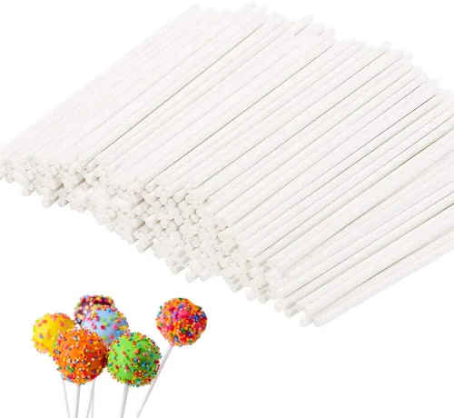 Vista 8 de 100 palitos de piruleta blancos de 6 pulgadas, palitos de papel de piruleta, palitos de papel para cupcakes, dulces caseros, chocolate, postre