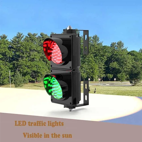 Vista 2 de Semáforo LED industrial, 2 luces de tráfico de muelle de carga rojo/verde, luz de parada/marcha industrial de 4 pulgadas, con control