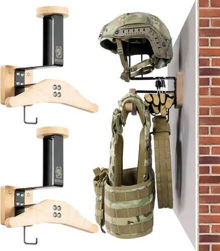 Vista 11 de OneTigris Soporte de Pared para Casco de Motocicleta, Soporte de Equipo Táctico con Soporte para Casco y Colgador de Portaplacas, Organizador