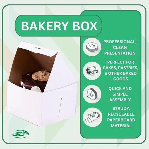 Vista 3 de SCT - Cajas para panadería blancas de una pieza, sin ventana, 5.5 x 5.5 x 4 pulgadas, blanco, papel, 250