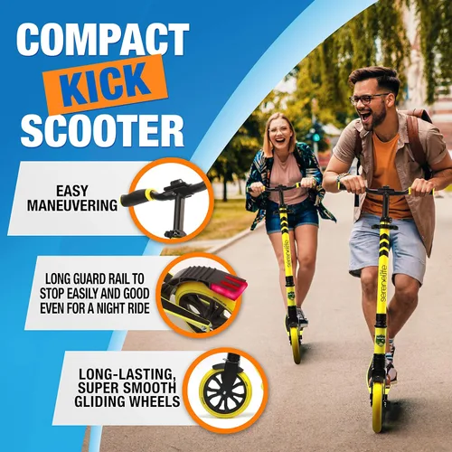 Vista 6 de SereneLife Patinete de dos ruedas para adolescentes, patinete de deslizamiento suave para adultos con altura ajustable para mayores de 8 años