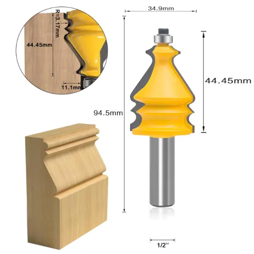 Vista 3 de LEATBUY 1/2 Inch Shank Router Bit Set 5 PC for Cabinet Door Edge Bits (KY1) Panel Cabinet Door Rail and Stile Router Bits Sets Woodworking Wood