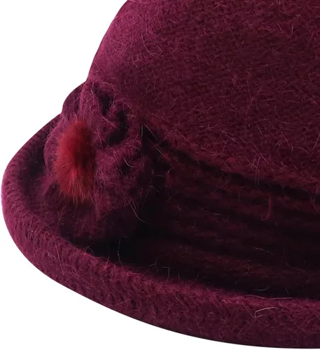 Vista 58 de C-US - Gorro de punto cálido para mujer, con visera de ganchillo con acento de flores