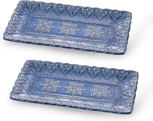 Vista 10 de Sungmor Vajilla de cerámica para cenas finas en relieve, estilo barroco antiguo, cuencos de porcelana con forma de flor de 15,2 cm (591 ml) de 6 4