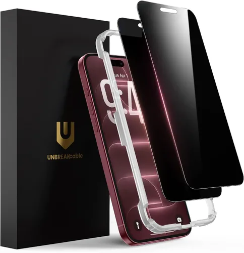 Vista 13 de UNBREAKcable Protector de pantalla de privacidad para iPhone 15, cobertura completa, vidrio templado inastillable [borde a borde]