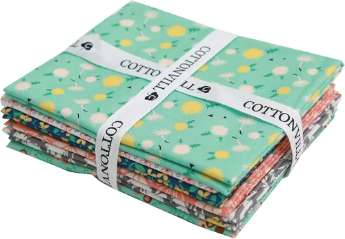 Vista 7 de COTTONVILL Tela de acolchado con estampado de algodón 20 unidades (10 cuartos de galón, 01-Urban Camellia)
