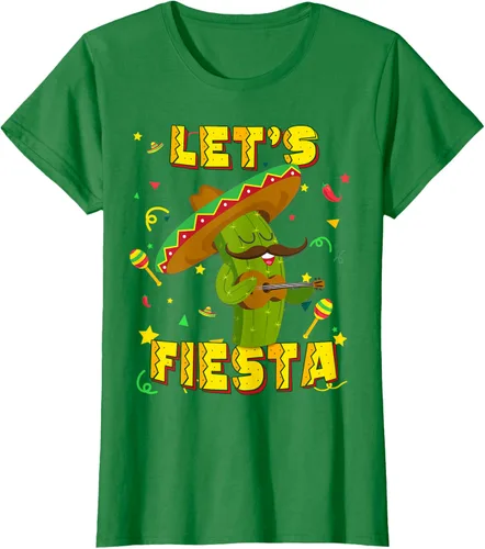 Vista 35 de Cinco De Mayo - Camiseta de regalo con sombrero de cactus Let's Fiesta, Negro, S