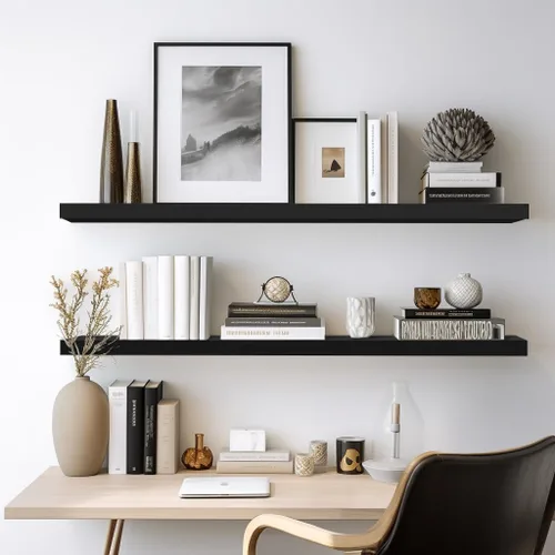 Vista 6 de LaVie Home Estantes flotantes, juego de 2 estantes de pared de 36 pulgadas, estante colgante con soportes invisibles, decoración de pared para baño