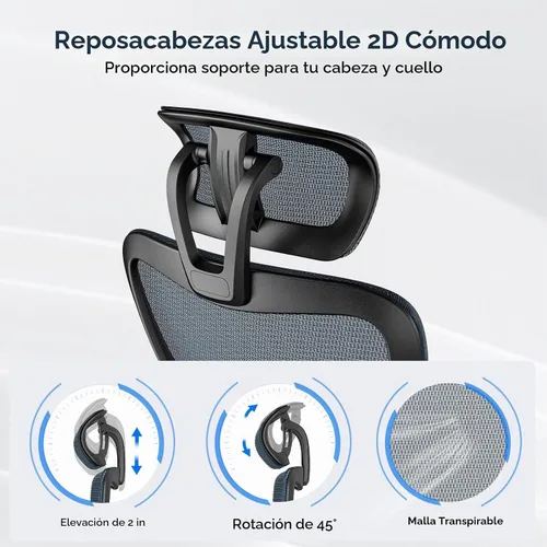 Vista 5 de Soohow Silla de oficina ergonómica, silla de escritorio de malla con reposabrazos, silla de oficina de respaldo alto con soporte lumbar ajustable