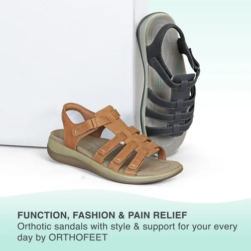 Vista 6 de Orthofeet Sandalias ortopédicas ajustables de cuero Amalfi para mujer