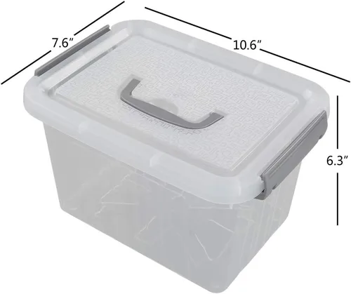 Vista 2 de Jekiyo - Recipiente de almacenamiento de plástico transparente, 6 cuartos de galón, contenedor de caja de cierre con tapa, paquete de 4