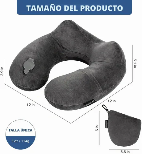 Vista 7 de Rewondah Almohada inflable de viaje para avión dormido, almohada inflable para el cuello para viajar en avión con funda lavable, almohada de viaje