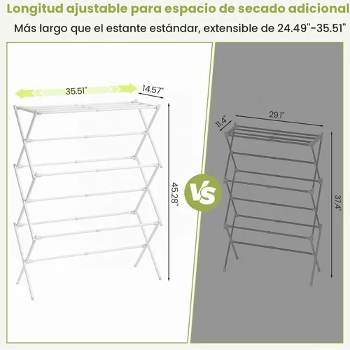Vista 2 de APEXCHASER PEXCHASER - Estante de secado de ropa de gran tamaño, 45.28 pulgadas de alto x 14.57 pulgadas de profundidad