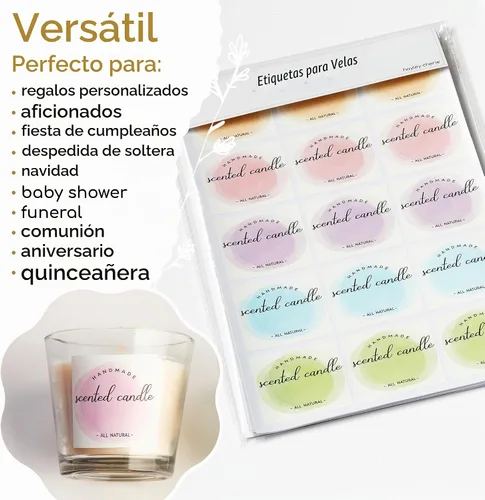 Vista 5 de Etiquetas perfumadas para velas personalizadas (300 piezas) 2 "Etiqueta