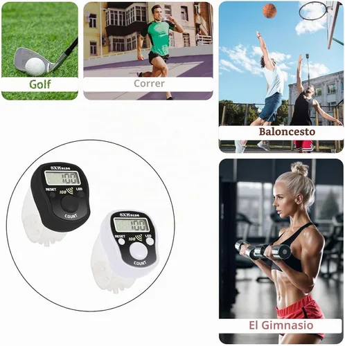 Vista 6 de Contador de dedo manual, clicker digital, paquete de 5 unidades, contador de puntadas para tejer, led, dígitos ajustables, pantalla LCD electrónica