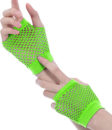 Vista 3 de Blulu 80s Costume Accessories for Women Lace Headband Earrings Fishnet Gloves Necklace Bracelet for 80s Retro Party