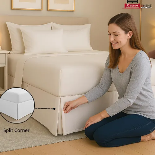 Vista 5 de eBeddy Linens 1 falda de cama de algodón egipcio de 800 hilos, tamaño individual de 39 x 75 a 14 pulgadas, fácil de lavar, resistente a las arrugas
