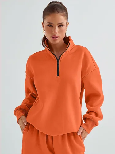 Vista 2 de AUTOMET Womens 2 Piece Outfits Long Sleeve Sweatsuits Sets Half Zip Sweatshirts with Joggers Sweatpants