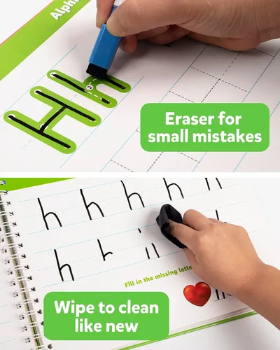 Vista 6 de Coogam Libro de ejercicios para aprender a escribir, Libro de práctica de números y letras, Alfabeto ABC Palabras de vista Escritura a mano Juguete
